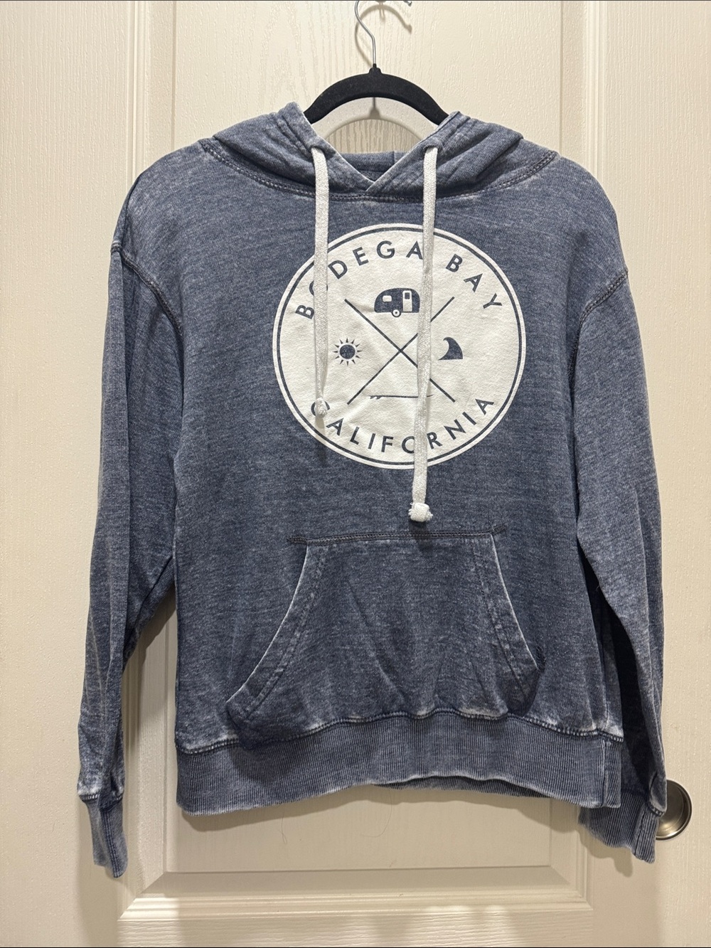 Bodega Bay California Hoodie Acid Wash Blue Small Coastal Graphic - Picture 9 of 9